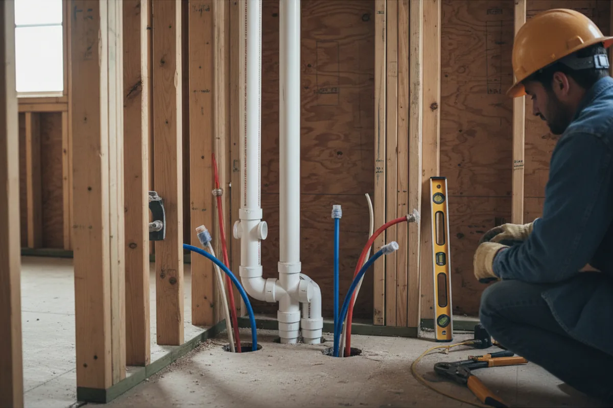 Drain and supply rough-in during Sump Pump Repair in Shalimar